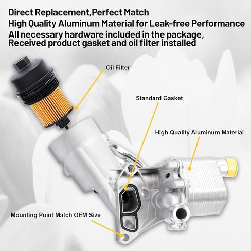 25199751 918-432 Engine Oil Cooler Filter Housing Assembly Adapter with Gasket, Insert, Cap Compatible with 2008-2019 Cruze Sonic Malibu Aveo, Buick Cascada, Pontiac G3, Saturn Astra 1.6L 1.8L in Saudi Arabia