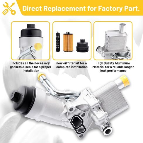 25199751 918-432 Engine Oil Cooler Filter Housing Assembly Adapter with Gasket, Insert, Cap Compatible with 2008-2019 Cruze Sonic Malibu Aveo, Buick Cascada, Pontiac G3, Saturn Astra 1.6L 1.8L in Saudi Arabia