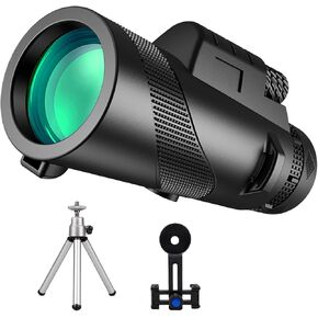 منظار أحادي مقاس 80 × 100 مع حامل ثلاثي القوائم وحقيبة حمل ومشبك هاتف + حامل تلسكوبي مناسب لمشاهدة الطيور والصيد ومشاهدة مناظر الحياة البرية والتصويب على الأهداف in Kuwait