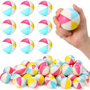 Jerify 48 قطعة من كرات الشاطئ الصغيرة مقاس 2.5 بوصة، كرات ضغط الشاطئ بألوان قوس قزح، كرات حمام السباحة الصغيرة، ألعاب تخفيف الضغط على الشاطئ لعيد الميلاد الصيفي وحفلات هاواي وألعاب حمام السباحة المائية