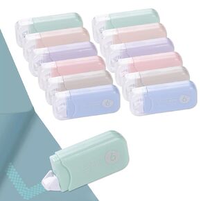 12 Pack Morandi Color Double-Sided Adhesive Dots Glue Tape, Acid Free & Archival-Safe, Permanent Tape Roller Tape Runner for Crafts and Scrapbooking (0.24-inch by 157-Inch)