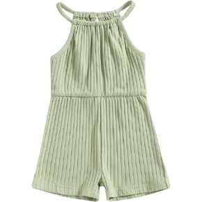 Toddler Baby Girls Romper Clothes Summer Solid Color Sleeveless Jumpsuits Casual One-Piece Playsuit Shortalls Outfits