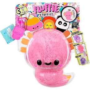 Fluffie Stuffiez Axolotl Small Collectible Feature Plush - Surprise Reveal Unboxing with Huggable ASMR Fidget DIY Fur Pulling, Ultra Soft Fluff