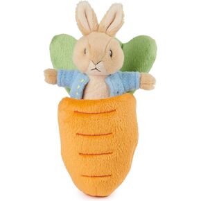GUND Beatrix Potter 2-in-1 Peter Rabbit with Carrot Plush Playset, Bunny Stuffed Animal for Ages 1 and Up, Orange/Blue, 7"