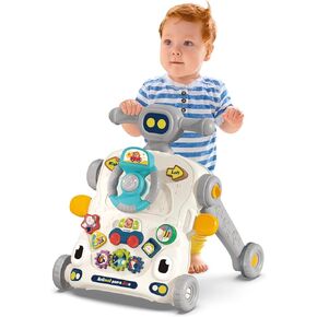 3 in1 Walker and Push Toy for Baby, Baby Sit-to-Stand Activity Center, Early Education Musical Play Table, Steering Wheel Car Driving Play Panel Toy for Infant 6-12 Months Boys Girls Gray in Saudi Arabia
