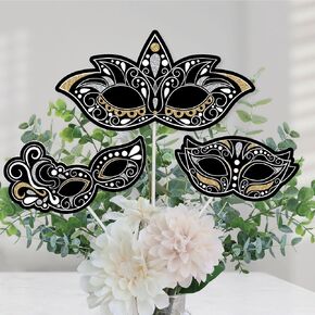 Big Dot of Happiness Masquerade - Venetian Mask Party Centerpiece Sticks - Table Toppers - Set of 15