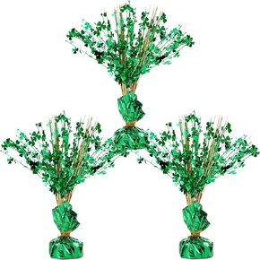 Shamrock Foil Centerpiece St. Patrick’s Day Party Decoration Green Clover Spray Centerpiece Saint Patty's Day Metallic Table Decoration for Home Irish Cultural Party Favor (18 Pieces)