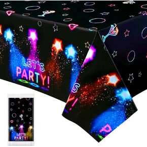 FZR Legend Glow Tablecloth, Extra-Large 108" x 54" Disposable Neon Plastic Table Covers, Ideal for Glow in The Dark Birthday Party Supplies Decoration (1)