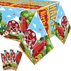 VitalCozy 3 Pcs Farm Animals Tablecloth Farm House Barn Plastic Table Cover 54 x 108 Inch Rectangular Farm Table Cloths for Parties Farm Themed Birthday Party Supplies for Baby Shower Decorations
