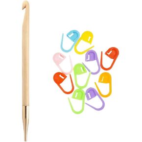 Knitter's Pride Bamboo Knitting Needles Interchangeable Afghan Tunisian 7 inch (18cm) Size US L (8.00mm) Bundle with 10 Artsiga Crafts Stitch Markers 900580