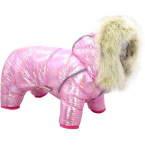 Beirui Waterproof Small Dog Coats for Winter - Warm Padded Pet Puppy Dog Snow Jacket - Cute Hoodie Clothes for Small Dogs Cat Puppies (Pink,Chest 16.0")