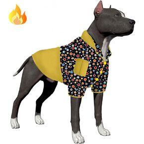 LovinPet Pitbull Pajamas, Upgraded Lightweight Flannel Dog Winter Apparel, Skin-Friendly Fabric, Sea Shark Action Prints Dog Clothes for Large Dog Breeds for Fall and Winter