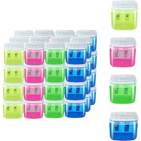 48 Pcs Manual Pencil Sharpeners with Lid, for School,Office and Home