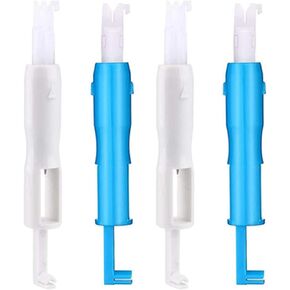 FQTANJU 4 Pieces Sewing Machine Automatic Needle Threader & Inserter, Needle Threading Tool for Sewing Machine (2pcs Blue + 2pcs White)