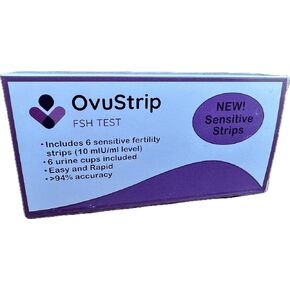 FSH (Follicle stimulating Hormone) * New!! Sensitive Strips!! * The ONLY FSH Test Brand with True Ultra-Sensitive Strips (10mIU/ml) *Checks Ovarian Reserve *6 Tests per Box *Easy to use!