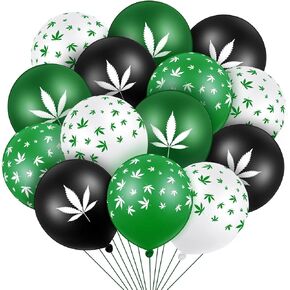 Skylety 48 Pcs Weed Balloons Pot Leaf Party Decoration Maple Leaf Latex Balloons Weed Themed Decor for 420 Celebration Birthday Party Supply