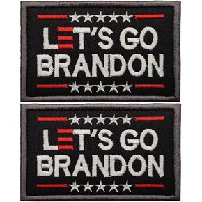 2PC Lets Go Branson Patch - Funny Military Morale Embroidered Patch Hook and Loop Backing Blue Background, Black