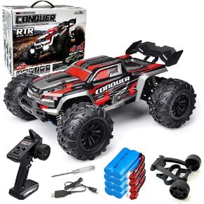 1:16 Scale Large RC Cars 50km/h High Speed RC Cars Toys for Boys Remote Control Car 2.4G 4WD Off Road Monster Truck (Red)