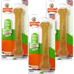 Nylabone 3 Pack of Flexichew Bone Dog Toys, Giant, Chicken Flavor, Made in The USA