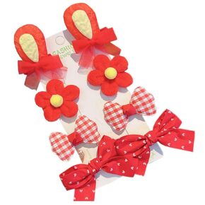 Baby Girl Flower Bow Hair Clip Easter Bunny Ear Hair Clip Hair Accessories 8 Pack TSFJ32 (Pink)