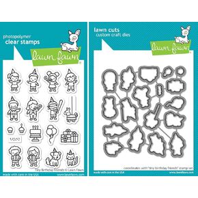 Lawn Fawn - Tiny Birthday Friends Stamps and Dies - 2 Item Bundle