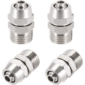 uxcell Flared Tube Fitting Union G1/4 x 8mm Tube OD Reusable Hydraulic Straight Hose End Male Fittings 4pcs