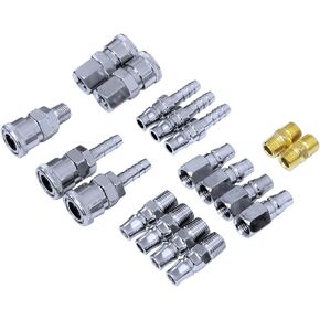 18 Pieces Air Hose Quick Connect Air Compressor Connector Coupler Pneumatic Quick Fittings Set