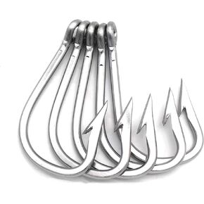 Saltwater Large Giant Shark,Tuna and Catfish Hooks Extra Strong Stainless Steel Fishing Hooks…