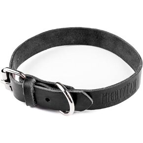 Mighty Paw Leather Dog Collar - Genuine Distressed Leather - Strong Metal Buckle - Ultimate Comfort - Modern Style for All Dogs Breeds - Comfort Puppy Collar - (Large - Black)
