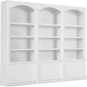 Dollhouse Bookcase, 23x17.9x2.8cm Wooden 1:12 Mini Dollhouse Pocket Bookshelf Display Cabinet, Mini Dollhouse Bookshelf Furniture(White)