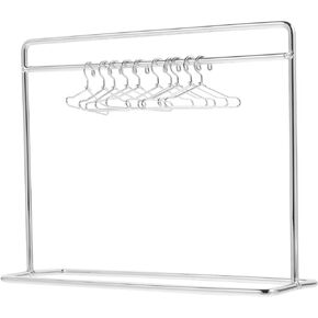 Toddmomy 1 Set Mini Doll Clothes Rack Mini Doll Clothes Hanger Doll Garment Rack with Hangers Miniature Metal Doll Hangers Doll Wardrobe Furniture Accessories for Dollhouse Supplies
