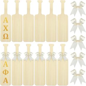 Bucherry 15 Inch Wooden Paddle Unfinished Greek Fraternity Sorority Paddle Solid Pine Wood Paddle Wooden Frat Paddle for DIY Crafts Arts Home Decoration(12 Pcs)
