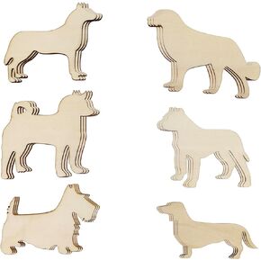 30 Pack Dog Wood Cutouts for Crafts Unfinished Wooden Dog Puppy Paint Crafts Wooden Animal Hanging Ornaments DIY Dog Craft Puppy Gift Tags for Home Party Decoration Craft Project