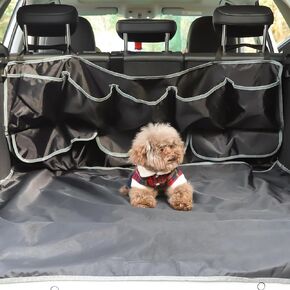 SUV Cargo Liner for Dogs Waterproof Anti-Slip Prevent Scratch Dog Seat Cover Mat with Bumper Flap Protector Protects Against Dirt & Fur Universal Fit (Black)