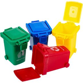 iplusmile 4Pcs Miniature Trash Can Bin Classification Toy, Pen Holder and Unique Tiny Size Recycle Can Set, Vehicles Garbage Can, Pencil Cup Desktop Organizer