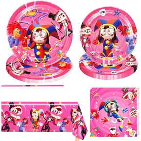 YUNKELIU 41Pcs Birthday party Decorations, Movie Theme Tableware Set Include 20Plates, 20Napkins and 1 Tablecloth for Birthday Party Supplies in Kuwait