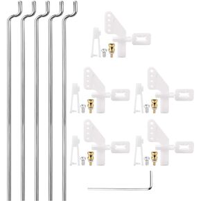 uxcell 5Sets RC Fixed Wing Airplane Control Horn Kit - 5pcs Nylon Control Horn + 5pcs Clevis + 5pcs 1.2x260mm Pull Rod + 5pcs 1.6mm Fast Holder + 1pcs Wrench