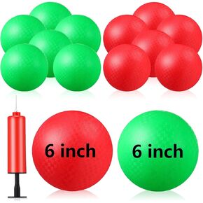 Honoson 12 جهاز كمبيوتر شخصى 6 بوصة ملعب الكرة نطاط نفخ دودج بول كيك بول دودج بول كرات للأطفال البالغين، كرة مطاطية ناعمة مع مضخة للألعاب الرياضية في الهواء الطلق وأنشطة اللعب، الأحمر والأخضر in Kuwait