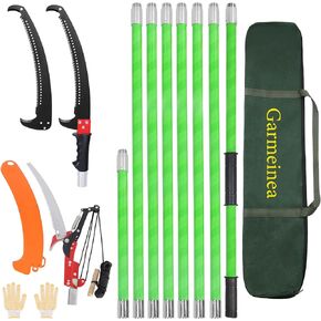 Manual Pole Saw for Tree Trimming, 26Ft Extendable Tree Pruner, Branches Trimmer Set Garden Tools with Sharp Saw Blades and Scissor, Branch Pruner Cutter, Tree Pole Pruner Cutting for Palms and Shrubs in Kuwait