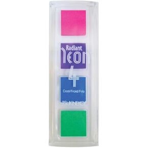 Tsukineko Radiant Cool Neon Ink, Electric Pink/Electric Purple/Electric Blue/Electric Green