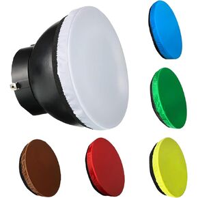 GreatLPT 6 عبوات من جورب ناشر الضوء الناعم مقاس 7 بوصات/180 مم مع شريط مطاطي لضوء استوديو التصوير الفوتوغرافي/عاكس ستروب/عاكس قياسي - أبيض/أحمر/أزرق/أصفر/أخضر/بني in Kuwait