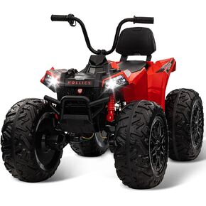 مركبة أطفال ATV، GAOMON 24V Ride on Car 4WD Quad Electric Vehicle، محرك قوي 4x80W، مع بطارية كبيرة 7AHx2، مقبض مسرع، إطارات EVA، ضوء LED، نظام تعليق معدني كامل، بلوتوث وموسيقى، أسود