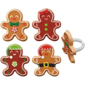 Christmas Holiday Gingerbread Friends Cupcake Rings - 24 pc
