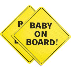 Sukh Baby On Board Sticker for Cars Funny - Baby Car Decal Safety Stickers Baby Board Sign Newborn Car Vinyl Decal Strong Adhesive Warning Safety Sign Stickers 4.9" by 4.9" (Pack of 10)