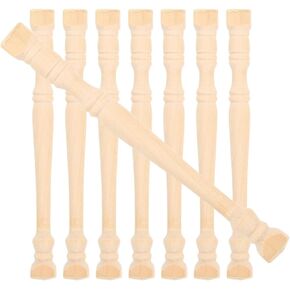Ipetboom 8pcs Dollhouse Wooden Furniture Mini Wood Roman Pillars Miniature Pillar Model Photo Props Home Decor for 1:12 1:6 Doll House DIY Micro Landscape Accessories Miniature
