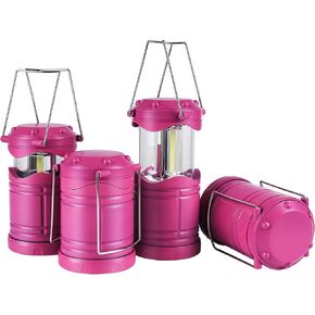 Lichamp 4 Pack Pink COB Camping Lantern, Portable High Lumen Outdoor Camping Flashlight, Bright Survival Equipment for Emergency, Hiking, Outages, Hurricanes, Pink