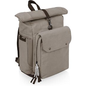 PICNIC TIME Carmel Roll Top Backpack Cooler, Canvas Insulated Cooler Backpack Bag for Lunch and Hiking, Portable Beach Cooler Bag, Picnic Bag, (Gray)