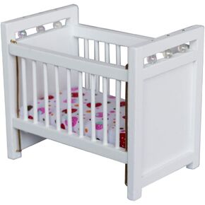 Dollhouse Furniture Crib Mini House Crib Doll Cradle Doll Decoration Adornment Miniature Crib Dollhouse Mini Furniture Baby Bed Model (White)
