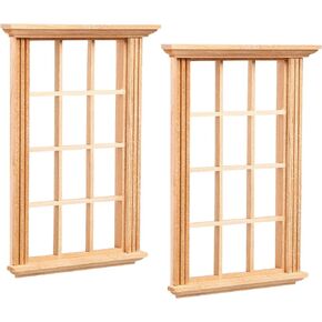 2pcs Mini Furniture Doll House Miniature Window Frame Model Decoration Windows Dollhouse Furniture