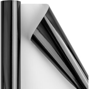 Mini Roll Wrapping Paper Solid Color with Mirror Black - 17 Inch X 32.8 Feet for Wedding, Baby Shower, Holiday, Birthday, Wedding